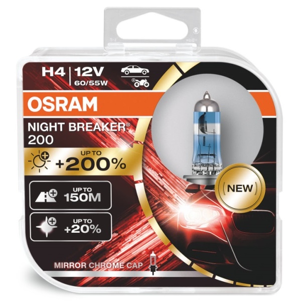 Set 2 Buc Bec Osram H4 12V 60/55W Night Breaker 200 P43t +200% 64193NB200-HCB